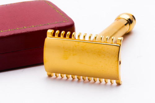 1930's Gillette NEW Ball End Long Comb Double Edge Safety Razor Set | 24K Gold Revamp