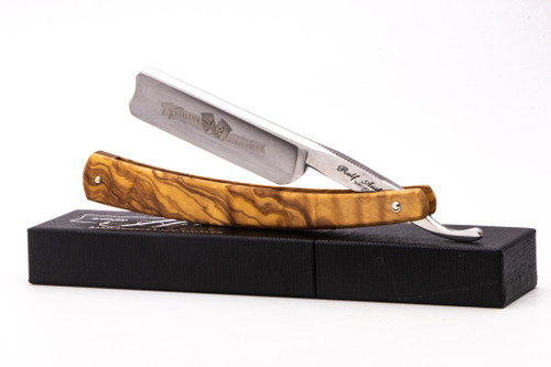 6/8" Ralf Aust Spanish Tip Straight Razor | Olive Wood Scales & Jimps