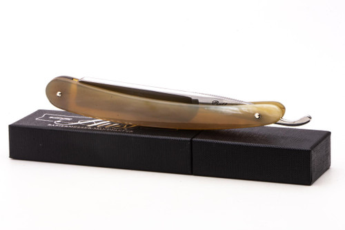 5/8" Ralf Aust Spanish Tip Hollow Ground Straight Razor  | Horn Scales