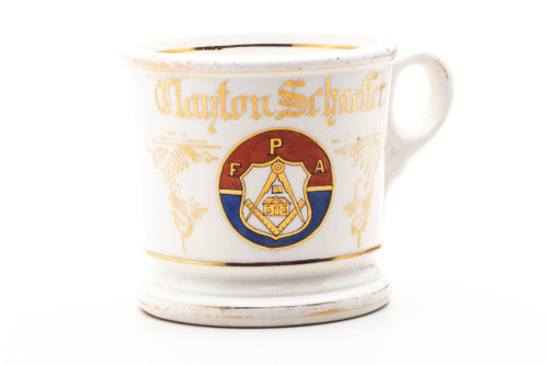 Vintage Hand Painted Clayton Shaeffer Masonry Shaving Mug
