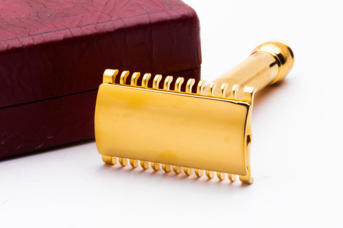 1930's Gillette NEW Federal Long Comb Double Edge Safety Razor Set | 24K Gold Revamp
