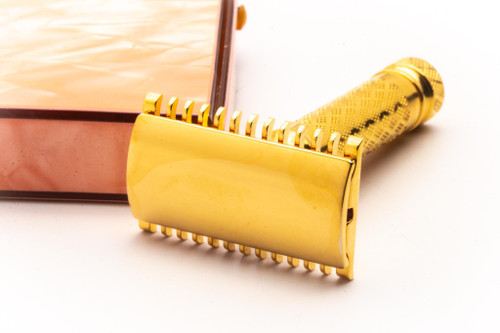 1920's Gillette Milady Decollete Double Edge Safety Razor Set | 24K Gold Revamp