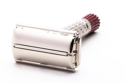 1958 D3 Gillette Red Tip Heavy Super Speed Double Edge Razor | Factory Nickel Revamp