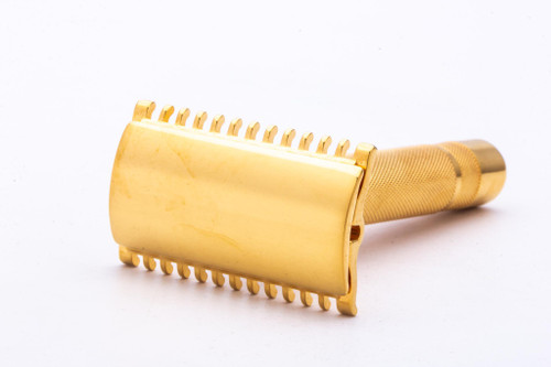 1930's Gillette NEW Short Comb Common Bar Handle Razor | 24k Gold Revamp