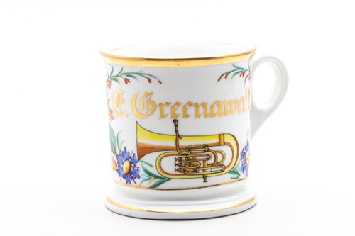 Vintage Hand Painted C. Greenawalt Trumpet Shaving Mug