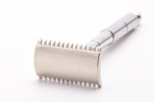 Unbranded Open Comb Long Handle Double Edge Safety Razor | Factory Nickel Revamp