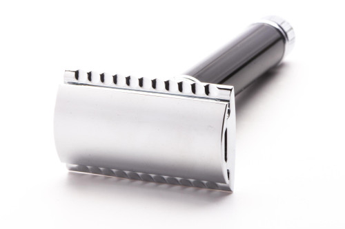 Edwin Jagger DE86 Classic Black Double Edge Razor & Stand