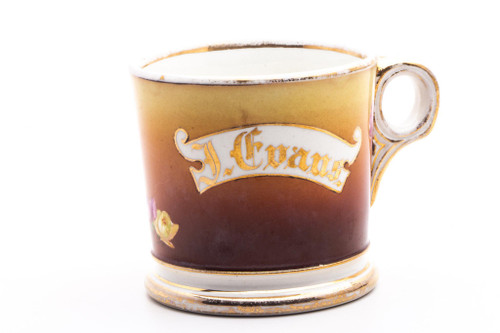 Vintage Hand Painted J. Evans Floral Shaving Mug