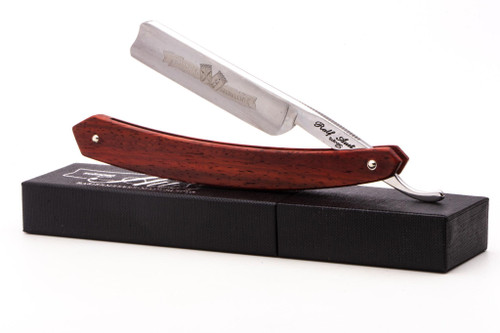 5/8" Ralf Aust Spanish Tip Straight Razor | Red Wood Scales & Jimps