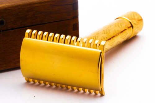 1920's Gillette New Improved Gold Richwood Double Edge Safety Razor Set | Original Condition