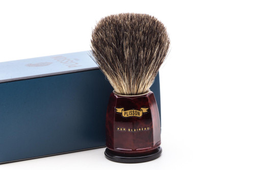 Plisson 1808 |  Russian Gray Faceted Badger Walnut Burl Shaving Brush