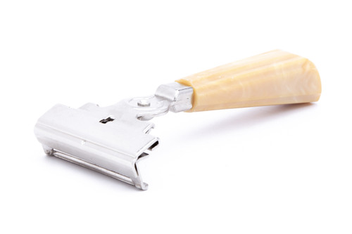 1930-50s Schick Injector Cream Marble Bakelite Handle |Factory Nickel Revamp