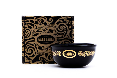 Antiga Barbearia de Bairro Porcelain Shaving Cup Essentials (Black & Gold)